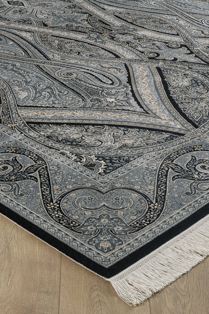 Ottoman Heritage Silk Rug - Obsidian - 1170D