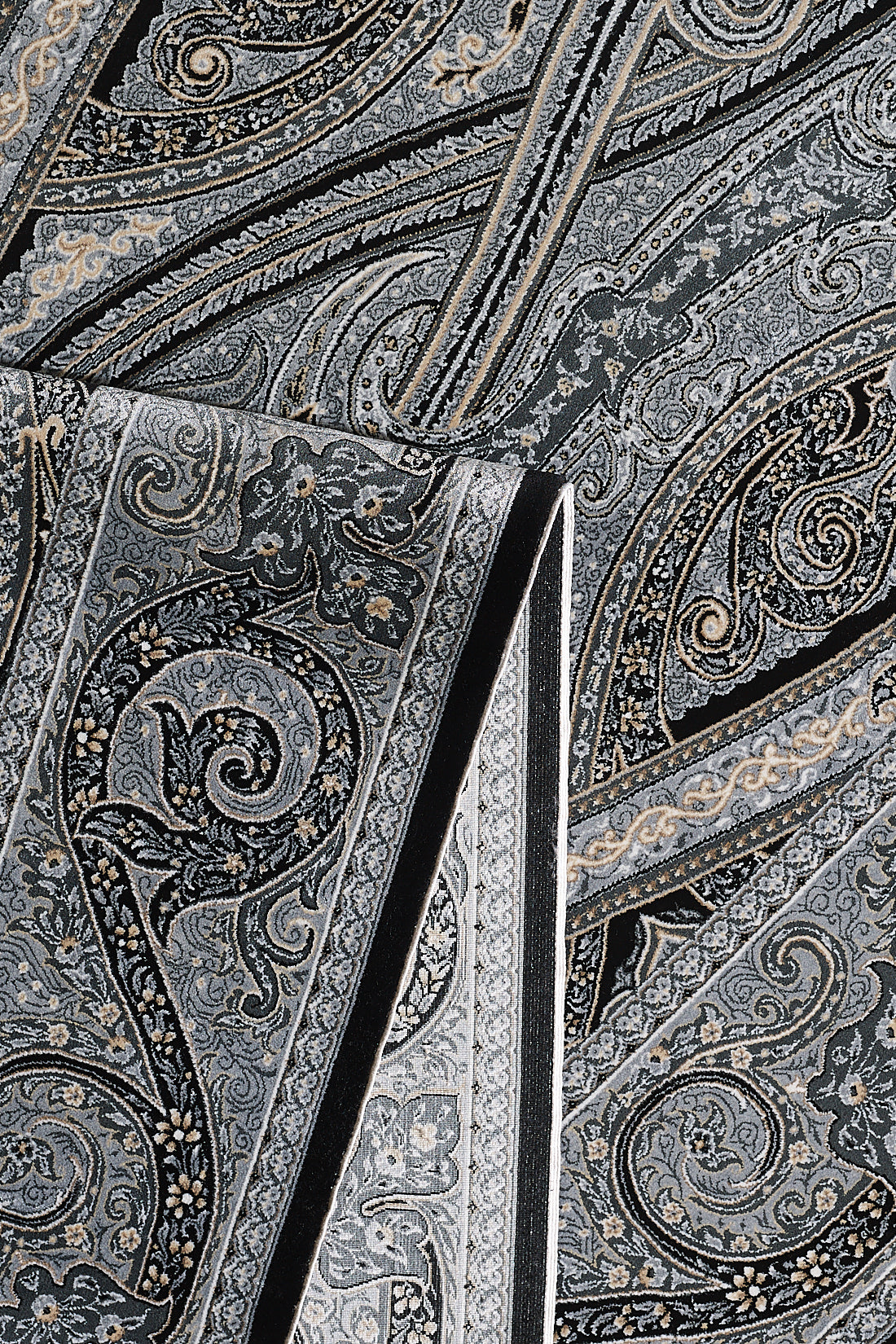 Ottoman Heritage Silk Rug - Obsidian - 1170D