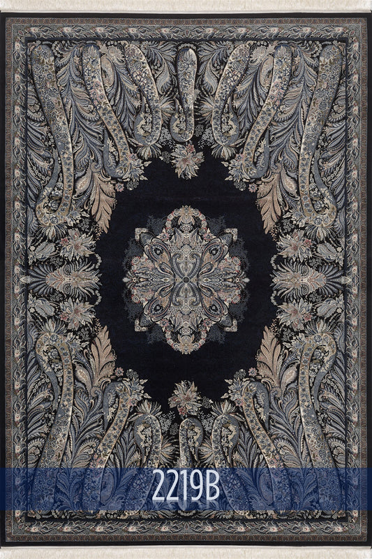 Old World Floral Türkischer Teppich – Marineblau – 2219B 