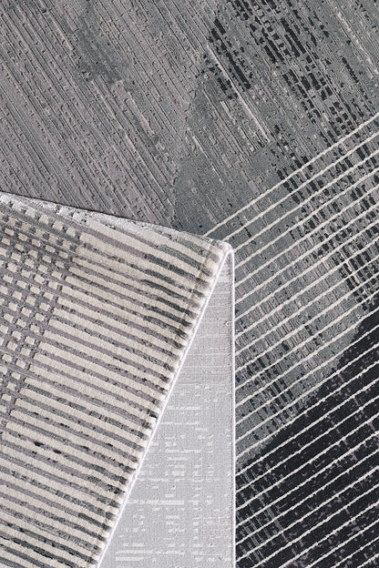 Graphite Grid Zeitgenössischer Teppich – M511A 