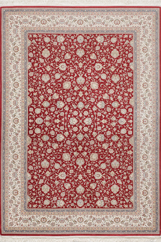 Floral Whispers Silk Hereke Rug - Crimson - 1139B