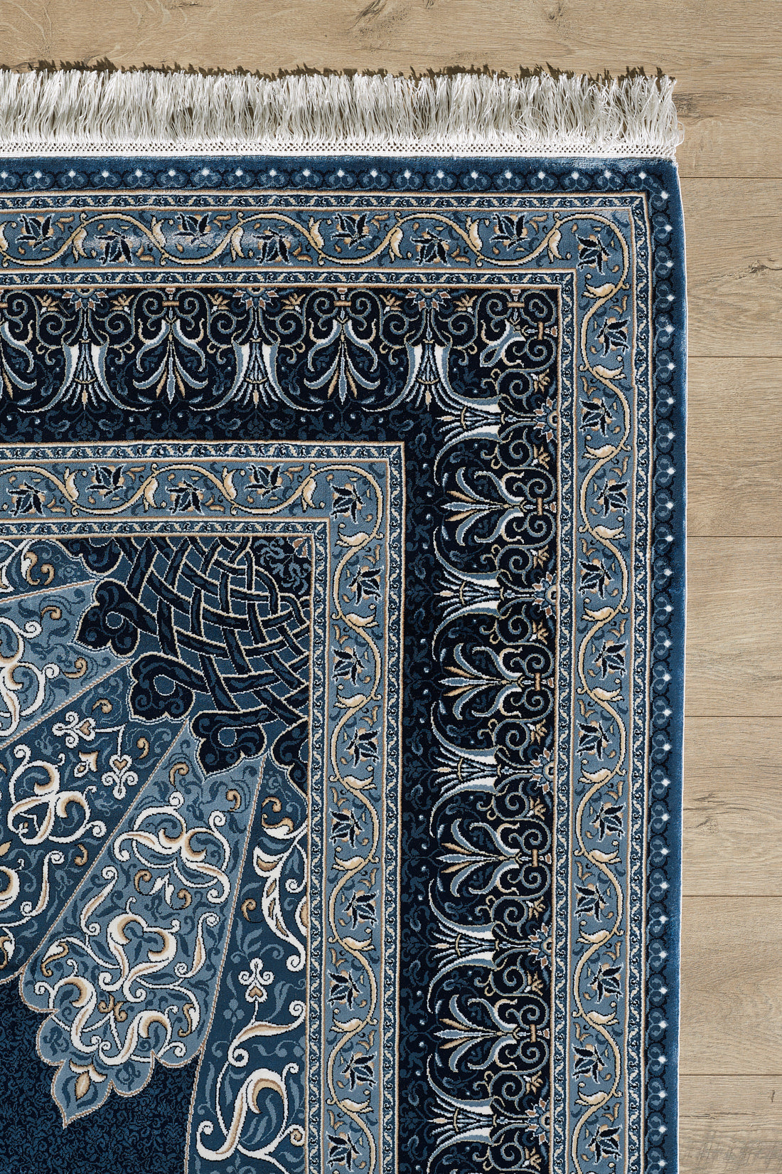 Royal Medaillonteppich aus Seide – Marineblau – 1160C 