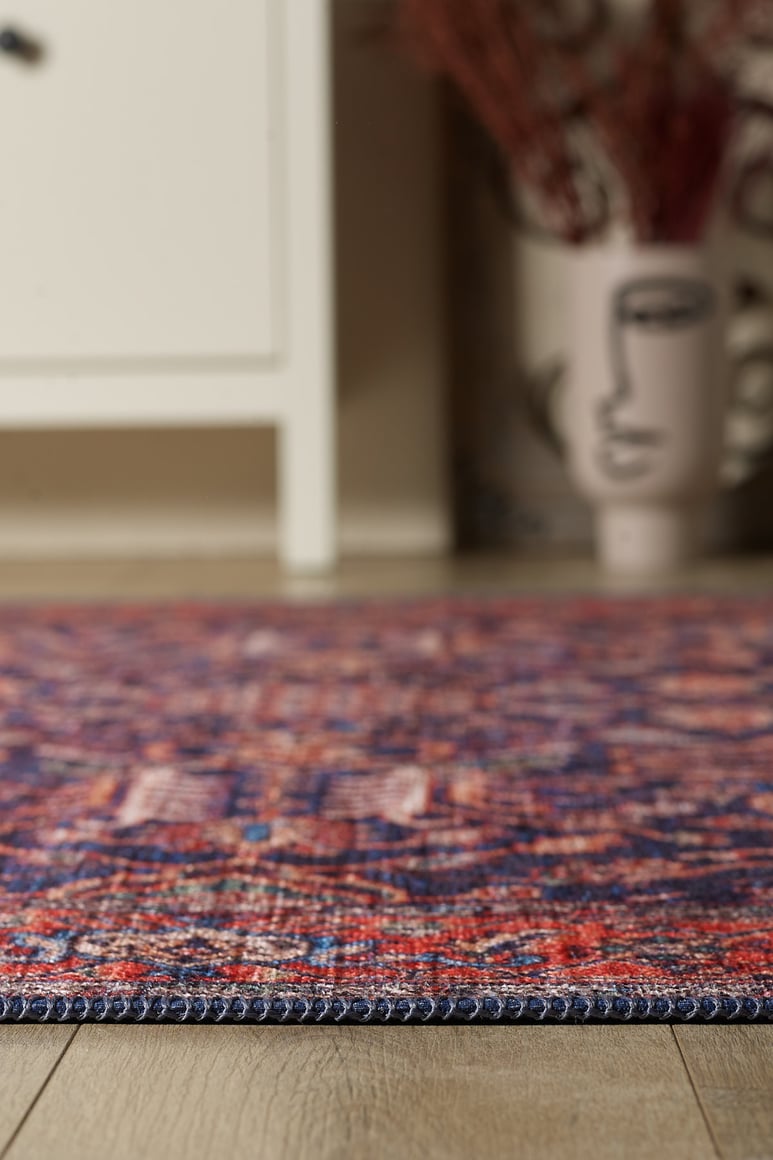 Solstice Red Navy Washable Rug - LCC3026