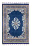 Siyah ve krem tonlarında, modern desenlere sahip, %100 modal iplikten dokunmuş Kaftan salon halısı örneği