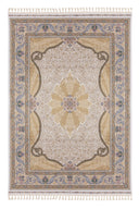 Modern desenli, krem rengi, %100 Modal iplikten dokunmuş Kaftan KF2307 salon halısı