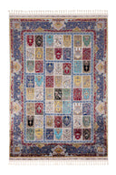 Kaftan koleksiyonundan modern desenli, açık renk zeminli, %100 modal iplikten dokunmuş salon halısı.