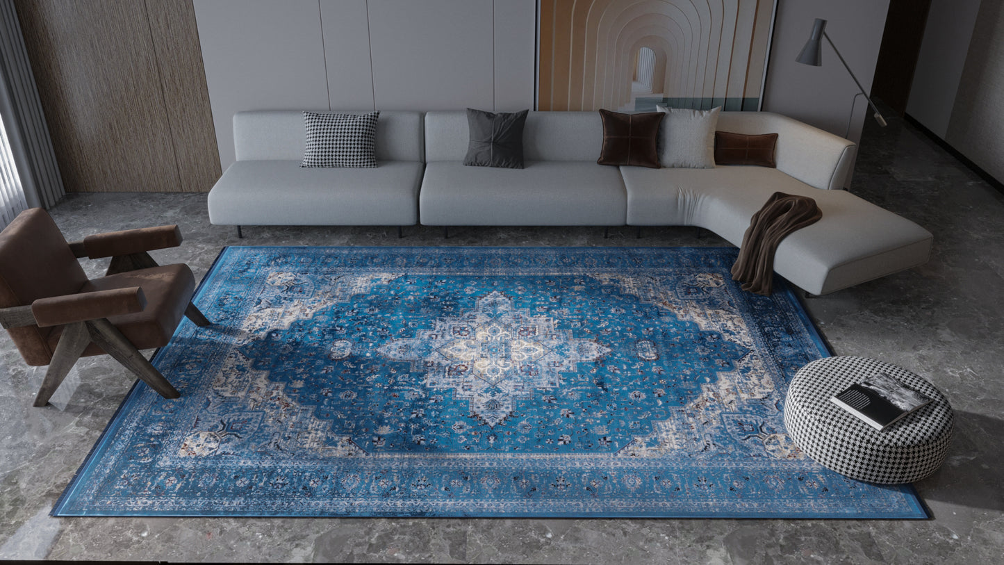 Ethereal Garden Medaillon Teppich – Blau – 2222B 