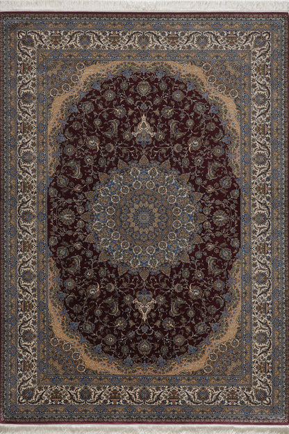 Palace Splendor Medaillonteppich aus Seide – Dunkel – 2033 