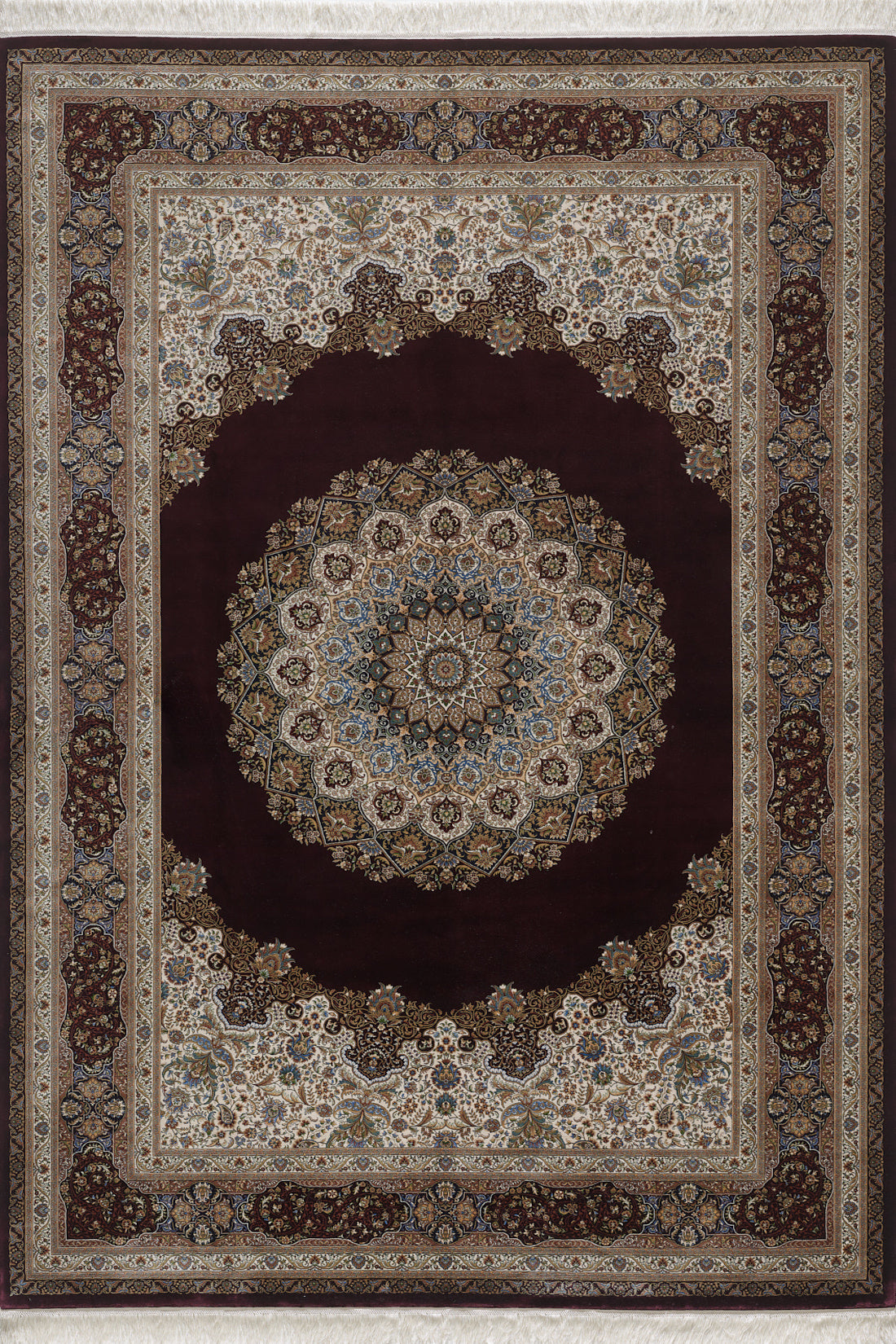 Sacred Dome Medaillonteppich aus Seide – Burgunderrot – 2044 