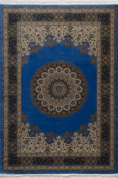 Sacred Dome Silk Medallion Rug - Blue - 2045
