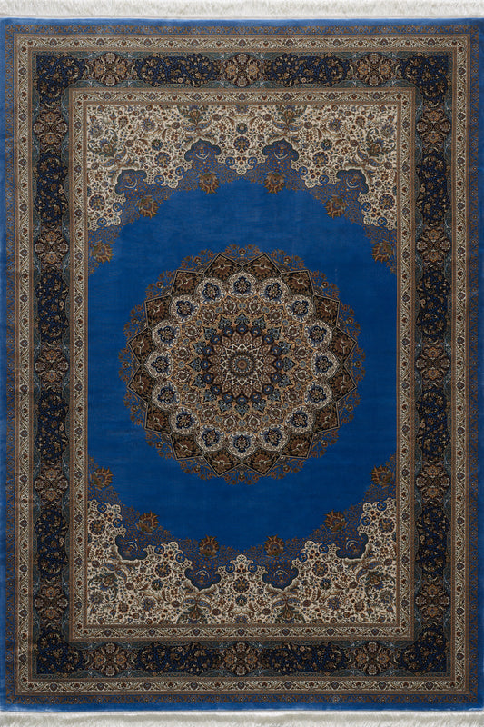Sacred Dome İpek Madalyon Desenli Halı - Mavi - 2045 