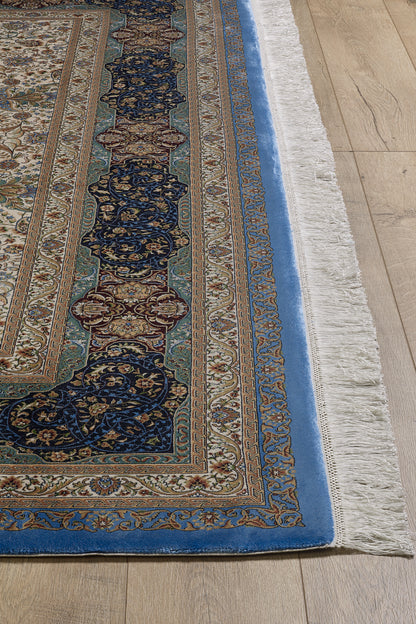 Sacred Dome Medaillonteppich aus Seide – Blau – 2045 