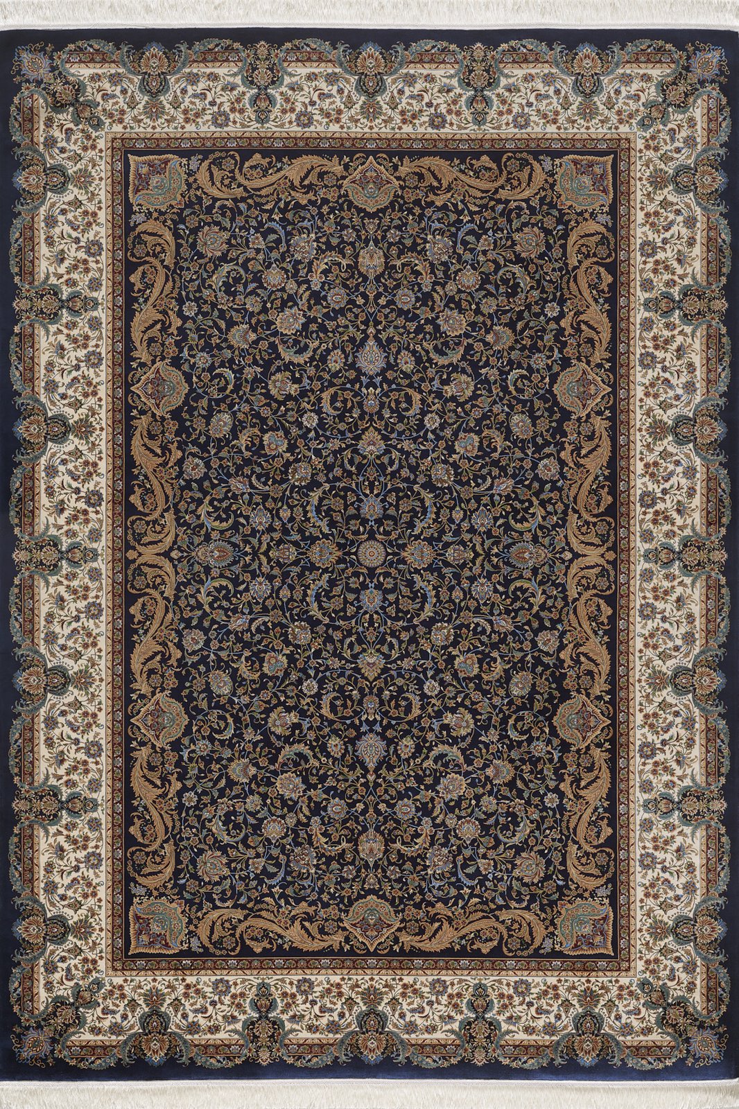 Antique Majesty Traditional Silk Rug - Black - 2036