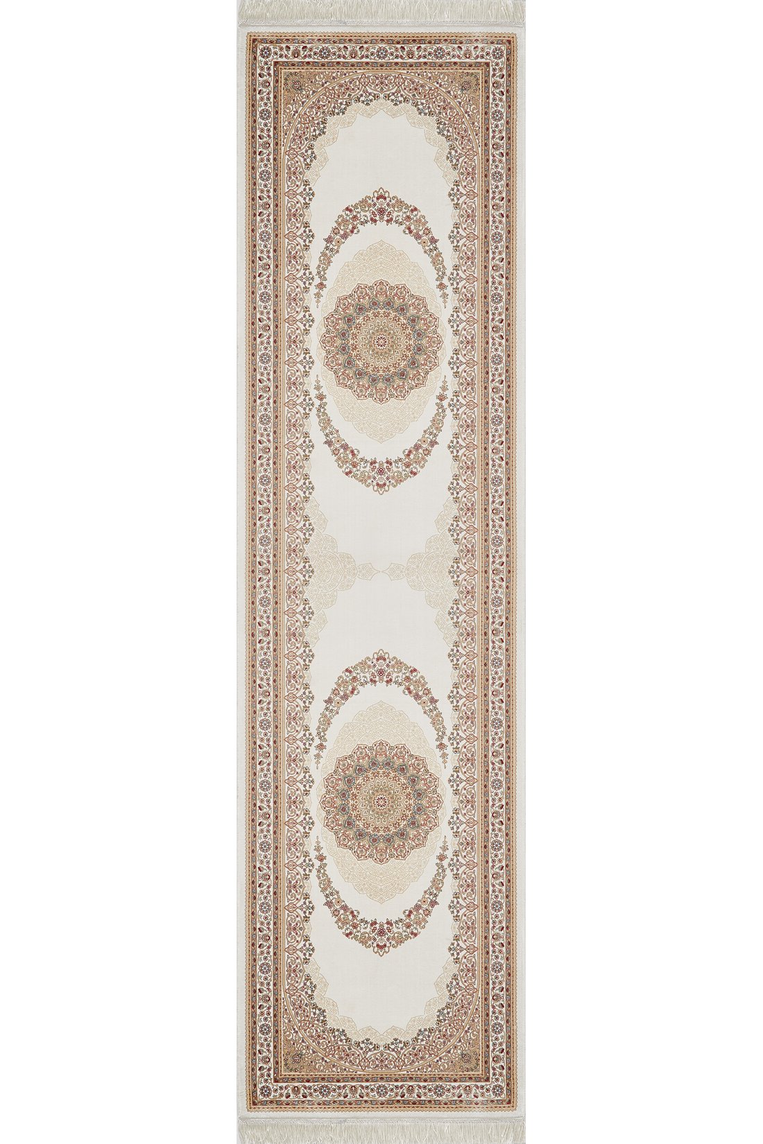 Timeless Motifs Medaillonteppich aus Seide – Neutral – 1148A 