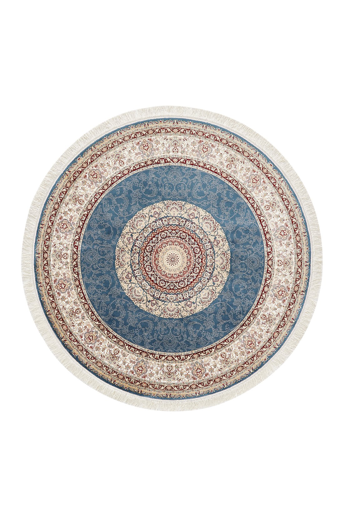 Artisan Essence Medaillonteppich aus Seide – Blau – 1144C 