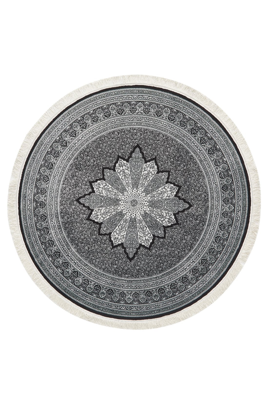 İstanbul İpek Madalyon Desenli Halı - Obsidiyen - 1166D 
