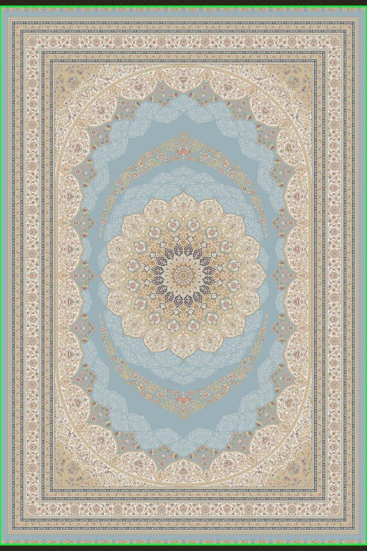 Aqua Marvel Medaillonteppich aus Seide – 1147D 