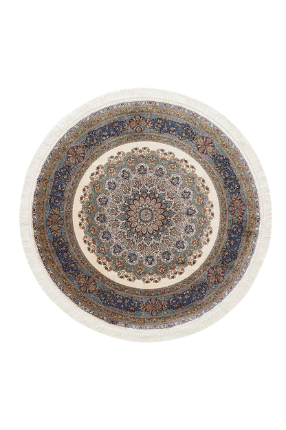 Sacred Dome Silk Medallion Rug - Cream - 2043