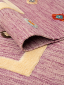 Relief Cream & Lilac Handwoven Kilim 3'5" x 4'10" ED1 – rolled view