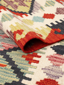 Anatolian Cream & Red Handwoven Kilim 3'2" x 4'10" ED10 – rolled view