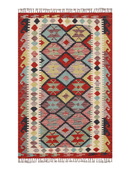 Anatolian Cream & Red Handwoven Kilim 3'2" x 4'10" ED10 – top view