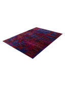 Bamboo Silk Burgundy & Blue Hand-Knotted Rug 5'7" x 7'10" ED100 – close-up texture