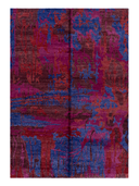 Bamboo Silk Burgundy & Blue Hand-Knotted Rug 5'7" x 7'10" ED100 – top view