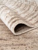 Bamboo Silk Beige & Brown Hand-Knotted Rug 5'7" x 7'9" ED102 – rolled view
