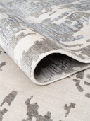Bamboo Silk Gray & White Hand-Knotted Rug 5'10" x 7'10" ED103 – rolled view