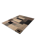 Bamboo Silk Black & Beige Hand-Knotted Rug 6' x 8'5" ED109 – close-up texture