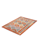 Anatolian Terracotta & Gray Handwoven Kilim 3'4" x 4'9" ED11 – close-up texture