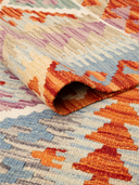 Anatolian Terracotta & Gray Handwoven Kilim 3'4" x 4'9" ED11 – rolled view