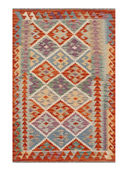 Anatolian Terracotta & Gray Handwoven Kilim 3'4" x 4'9" ED11 – top view