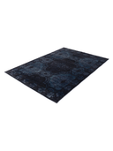 Bamboo Silk Navy & Black Hand-Knotted Rug 5'7" x 8' ED111 – close-up texture