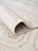 Bamboo Silk Beige & Cream Hand-Knotted Rug 5'6" x 7'10" ED112 – rolled view