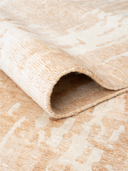 Bamboo Silk Cream & Orange Hand-Knotted Rug 5'7" x 7'10" ED114 – rolled view
