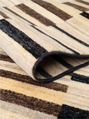 Almira Beige & Black Hand-Knotted Rug 5'7" x 7'10" ED116 – rolled view
