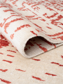 Bamboo Silk Cream & Red Hand-Knotted Rug 5'7" x 7'10" ED117 – rolled view
