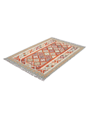 Anatolian Gray & Terracotta Handwoven Kilim 4'1" x 5'11" ED12 – close-up texture