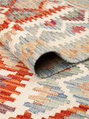 Anatolian Gray & Terracotta Handwoven Kilim 4'1" x 5'11" ED12 – rolled view