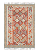 Anatolian Gray & Terracotta Handwoven Kilim 4'1" x 5'11" ED12 – top view