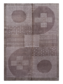 Almira Charcoal & Gray Hand-Knotted Rug 5'7" x 7'10" ED121 – top view