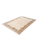 Bamboo Silk Cream & Brown Hand-Knotted Rug 5'7" x 7'10" ED126 – close-up texture