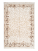 Bamboo Silk Cream & Brown Hand-Knotted Rug 5'7" x 7'10" ED126 – top view