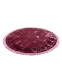 Numan Palas Ushak Burgundy & Purple Hand-Knotted Rug 4'10" x 4'10" ED129 – close-up texture