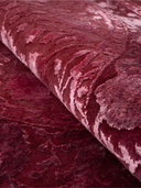 Numan Palas Ushak Burgundy & Purple Hand-Knotted Rug 4'10" x 4'10" ED129 – rolled view