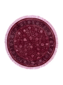 Numan Palas Ushak Burgundy & Purple Hand-Knotted Rug 4'10" x 4'10" ED129 – top view