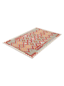 Anatolian Gray & Red Handwoven Kilim 4'2" x 5'10" ED13 – close-up texture