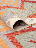 Anatolian Gray & Red Handwoven Kilim 4'2" x 5'10" ED13 – rolled view