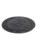Kashmir Charcoal & Black Hand-Knotted Rug 4'11" x 4'11" ED131 – close-up texture